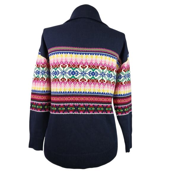 Talbots SZ LP Lambs Wool Blend Half-Zip Mockneck Sweater-Stripe Fair Isle - Picture 4 of 7